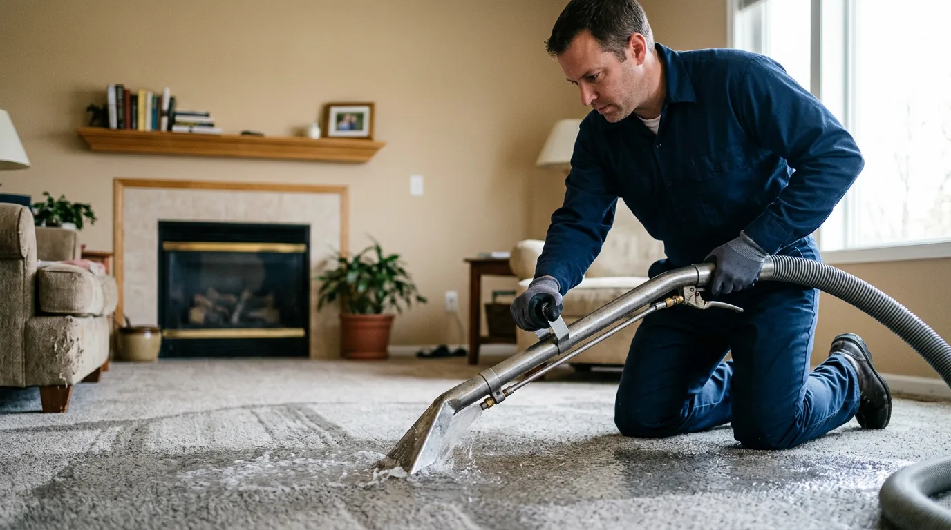 Water damage restoration technician working near Wakeman, OH